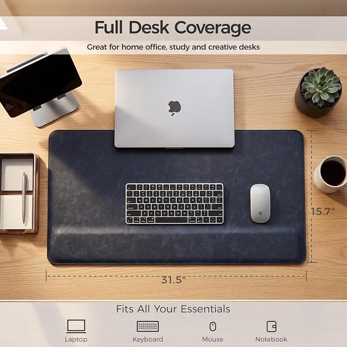 Magnetic Desk Mat System with Wrist Support 80×40cm, Premium Leather Desk Pad with Magnetic Accessories, Waterproof Non-Slip Desk Organizer for Office & Gaming