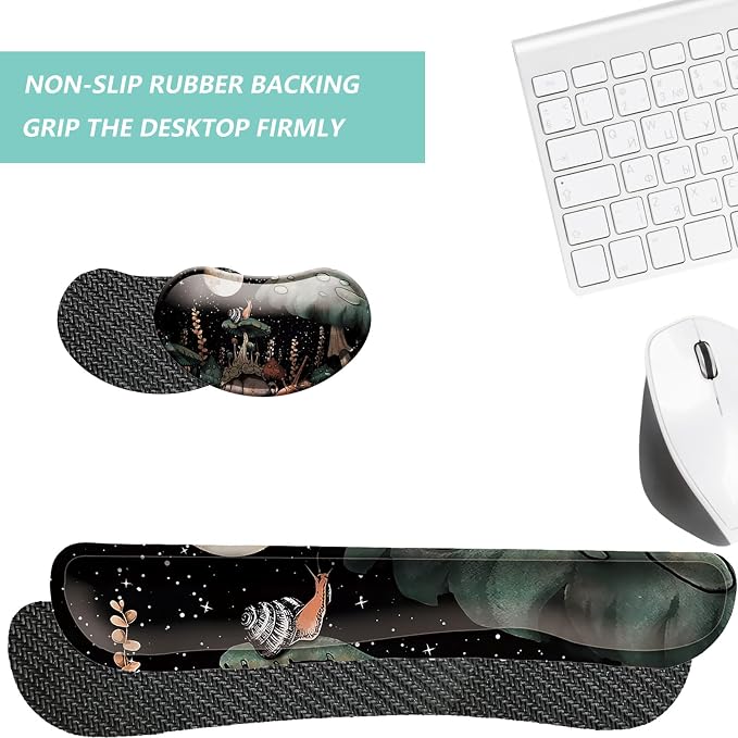 Keyboard Wrist Rest Mouse Wrist Support Set, Memory Foam Wrist Rest Pad for Computer Laptop Keyboard Mouse, Ergonomic Wrist Cushion Support for Typing Pain Relief, Gaming Home Office, Snail