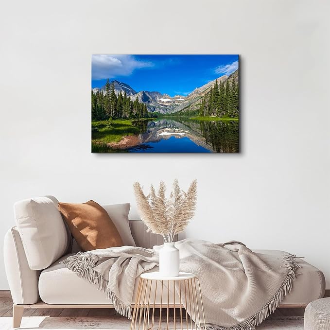 Rustic Moraine Lake Wall Art for Bedroom Snow Mountains Pictures Wall Decor Banff National Park Photography Canvas Posters Nature Forest Scenery Paintings Modern Artwork Living Room Decorations 24x36"