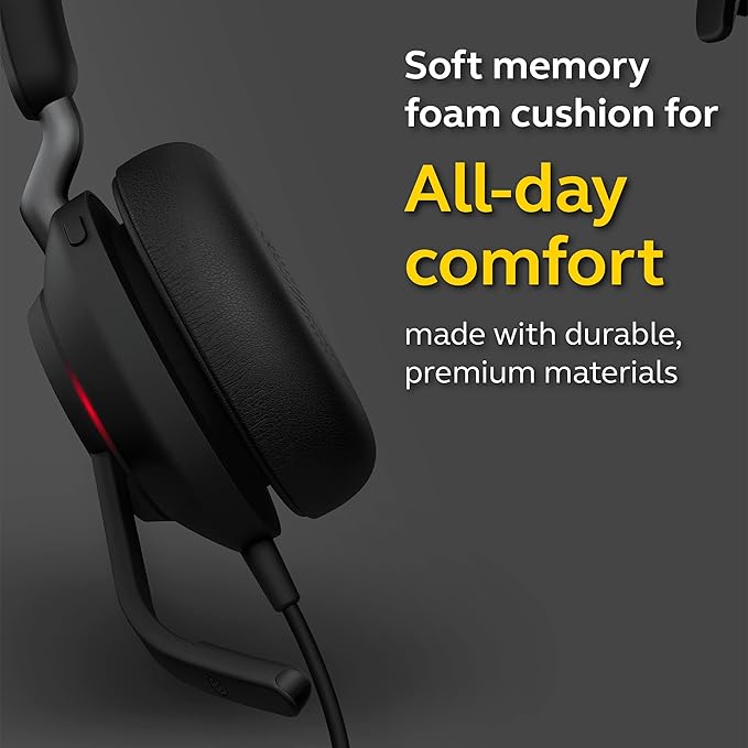 Jabra Evolve2 40 MS Wired Headphones, USB-A, Mono, Black – Telework Headset for Calls and Music, Enhanced All-Day Comfort, Passive Noise Cancelling Headphones, MS-Optimized with USB-A Connection