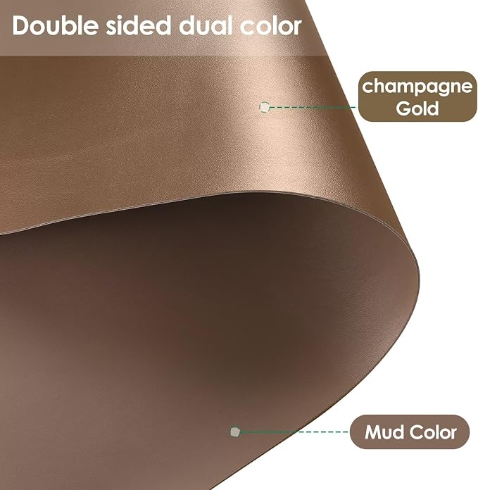 Faux Leather Table Cover,1.8mm Thick,36x48 Inch Table Protector,Table Protector for Dining Room Table,Table Pads for Dining Room Table.(Mud Color+Champagne Gold,36x48)