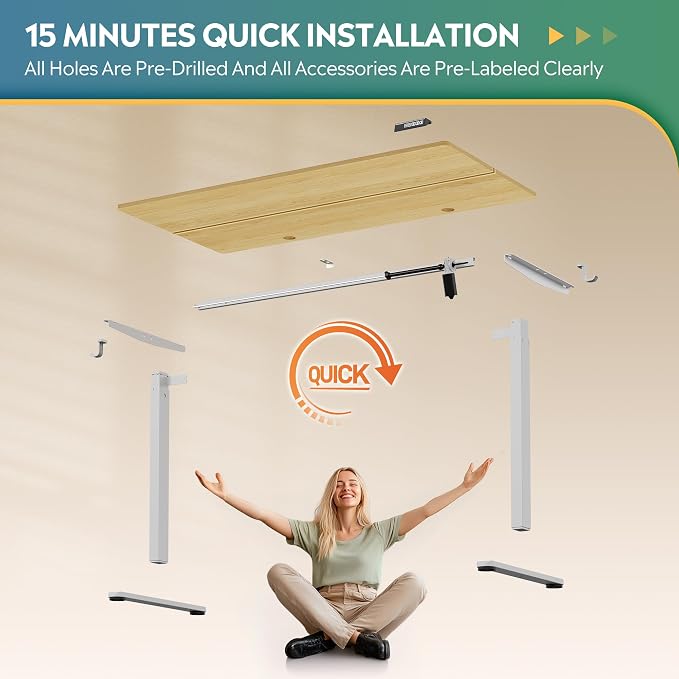 DEVAISE 55 Inch Standing Desk with Split Top, Ergonomic Computer Desk, Maple