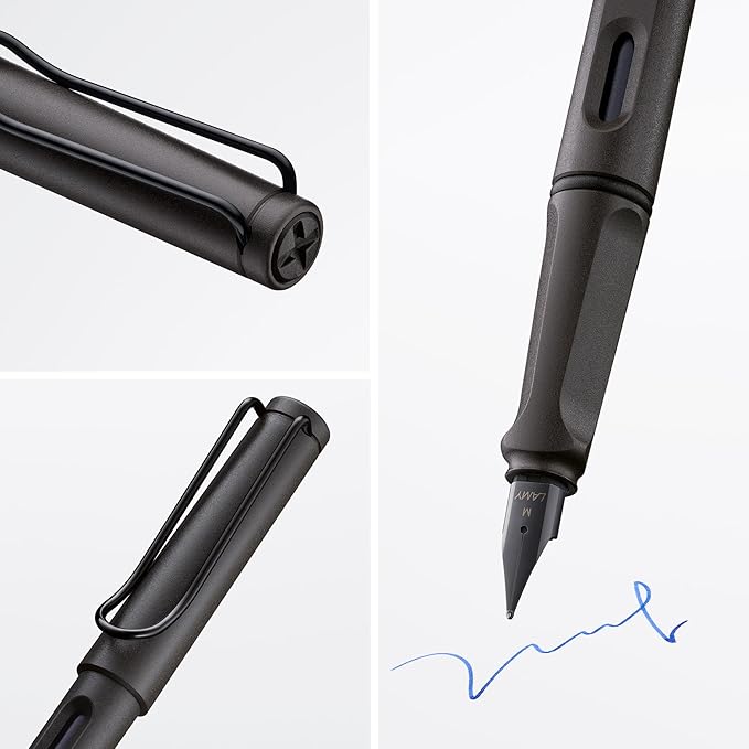 LAMY safari umbra - Fountain Pen with ergonomic grip & polished steel nib in size EF - ideal for any Writing & Calligraphy - including LAMY T 10 blue cartridge - Right-Handed