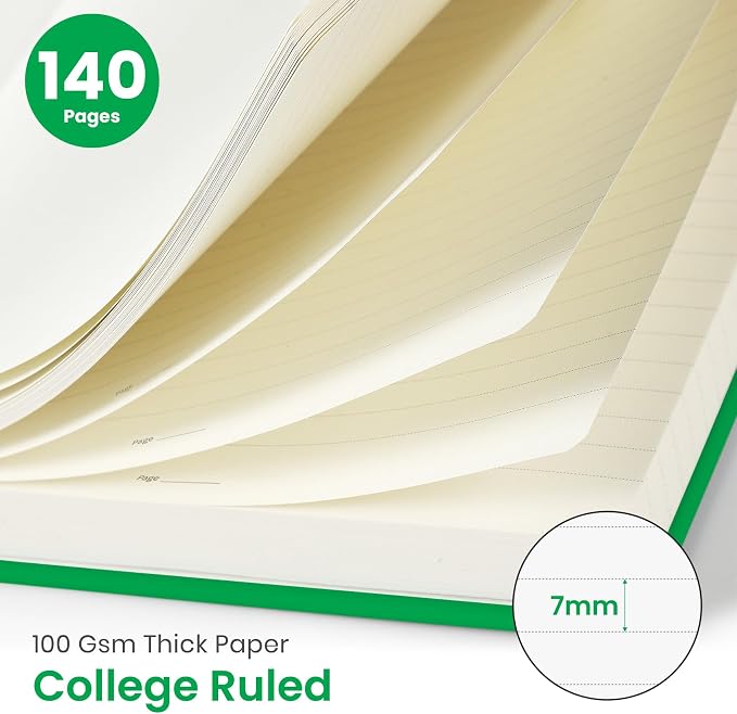 Taja Lined Spiral Journal Notebook for Women & Men, 140 Pages, College Ruled Hardcover Notebook for Work & Note Taking, Journals for Writing, A5(5.7" x 7.9") – Racing Green