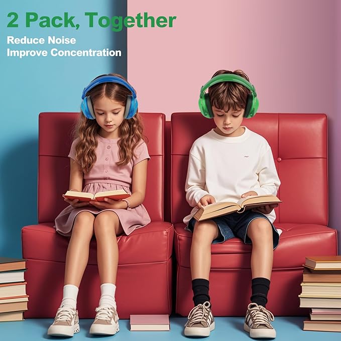 2 Pack Noise Cancelling Headphones for Kids, Kids Ear Protection 28dB SNR Noise Reduction Ear Muffs for Children/Toddler, Noise Cancelling Hearing Protection For Fireworks/Monster Truck