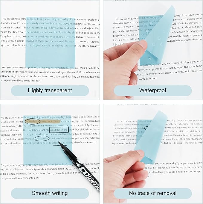 Vuzvuv 1120 Sheets Transparent Clear Sticky Notes with Pen,3x3 Inch Bulk Translucent Sticky Notes Set for Bible Tabs, Book Tabs, Office School Supplies(Light Rainbow)