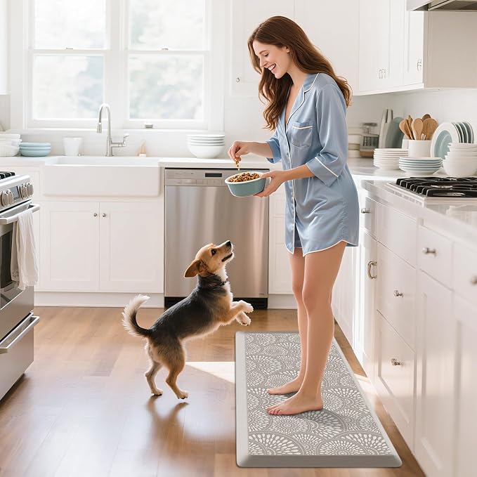 Mattitude 4/5 Inch Kitchen Mat, 20x39in Heavy Duty Ergonomic Comfort Foam Standing Desk Mat, Waterproof Non-Slip Standing Mats and Rugs for Kitchen, Office, Khaki