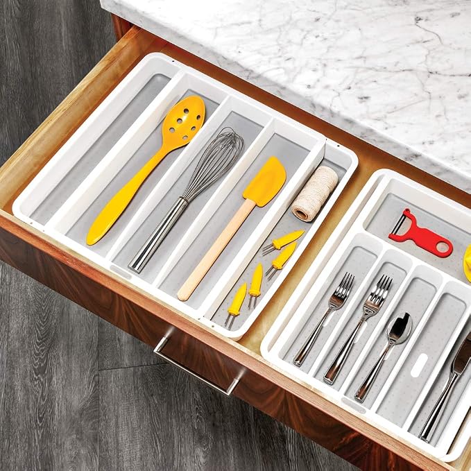 madesmart Classic Expandable Compartment Utensil Tray, White