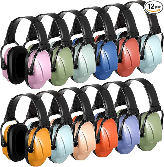 Amylove 12 Pcs Kids Ear Protection Noise Cancelling Headphones Ear Muffs Bulk 27db Adult Noise Reduction Hearing Earmuff(Universal Fit (kids & Adults),Elegant Style)