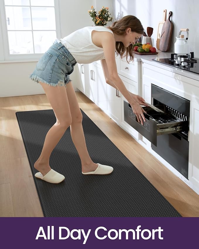 DEXI Kitchen Floor Mats Cushioned Anti Fatigue, 23x71, Large Wide Standing Runner Rug Waterproof, Comfort Memory Foam Padded for Front Sink Laundry, Black