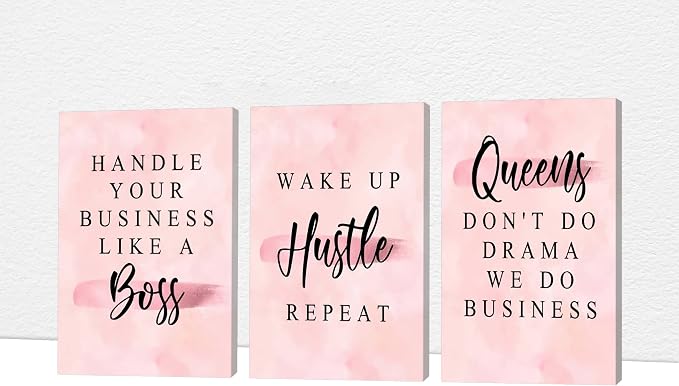 Office Wall Art-3 Panel Motivational Wall Art, Inspirational Quotes Canvas Art for Home Office Wall Decor,Positive Quote Wall Decor, Entrepreneur Words Poster Frame for Company Wall Decor 24”x36”x3Pcs
