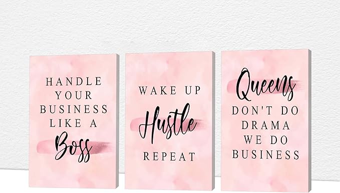 Office Wall Art-3 Panel Motivational Canvas Art for Home Office, Positive Quote Wall Decor, Entrepreneur Words Poster Frame 16'x24'x3Pcs