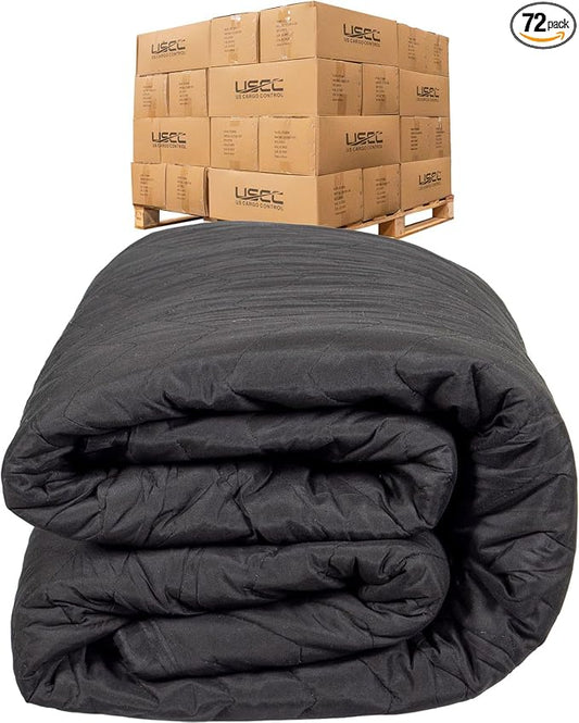 US Cargo Control 80" x 72" Large Sound Dampening Blankets with Grommets (Pallet of 72), Light Blocking Acoustic Blankets for Wall Hanging and Studios, Machine Washable, 9 LBS