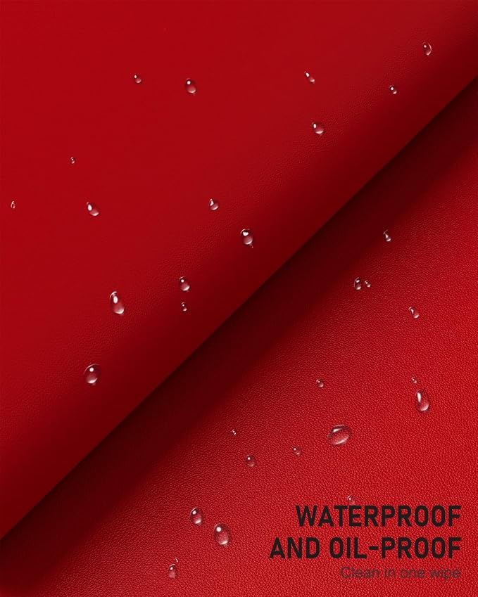 Desk Pad, 30" x 14" PU Leather Non-Slip Desk Mat Large Mouse Pad for Desktop, Waterproof Laptop Computer Writing Mat for Office, Home, Work, Gaming, Bright Red