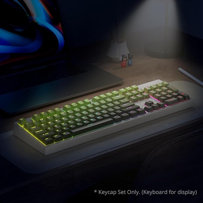 Guffercty kred 135 Key Gradient Keyboard Keycap Set Backlit, OEM Profile-PBT Material-Translucent Characters Compatible with MX Switches(DarkGreen)