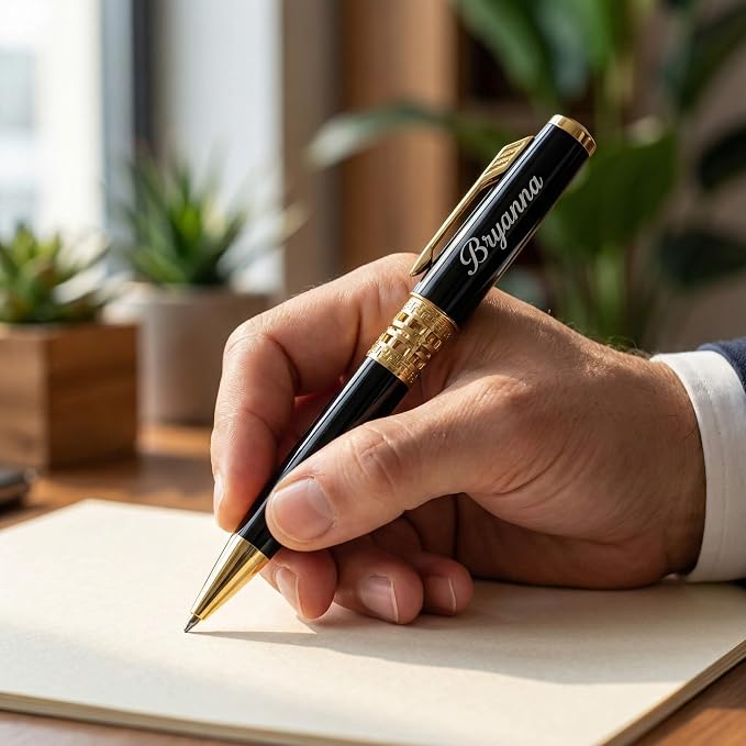 Yastar Personalized Luxury Ballpoint Pen with a Custom Medal Nice Gift Pens set Engrave with your Message Names Company Names Phone Number on pen - Souvenir Gift for Friends Business Employees