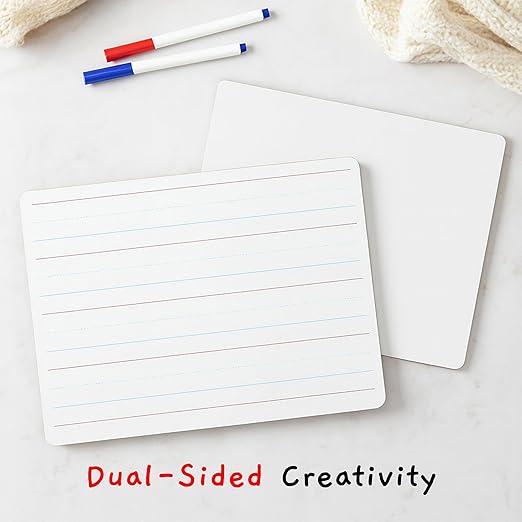 1 Small Dry Erase Board for Kids - White Board for Kids | Individual Dry Erase Board for Kids - Portable Kids Mini Whiteboard | Double Sided Small White Boards | Lined and Plain, 9"x12"