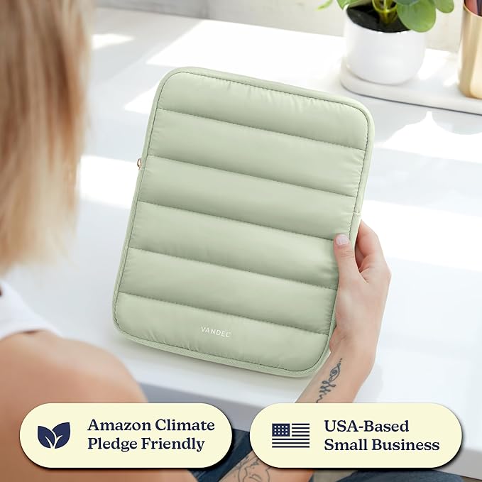 Vandel - The Original Puffy iPad Sleeve 9-11 Inch Tablet Sleeve, Green i Pad Case for Women and Men, Cute iPad Air Pouch, 9 10 Inch, 11 Inch Bag