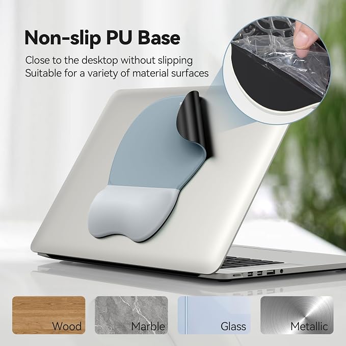 TECKNET Gel Mouse Pad with Wrist Rest, 3 in 1 Keyboard Wrist Rest for Pain Relief, Non-Slip PU Base & Easy Typing, Ergonomic Mousepad Set for Office & Home