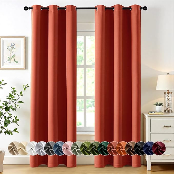 MIULEE Blackout Curtains for Bedroom Living Room 2 Panels, Thermal Insulated Room Darkening Drapes Grommet Noise Reducing Light Blocking Window Treatments 84 Inches Long 40x84 Inch Burnt Orange