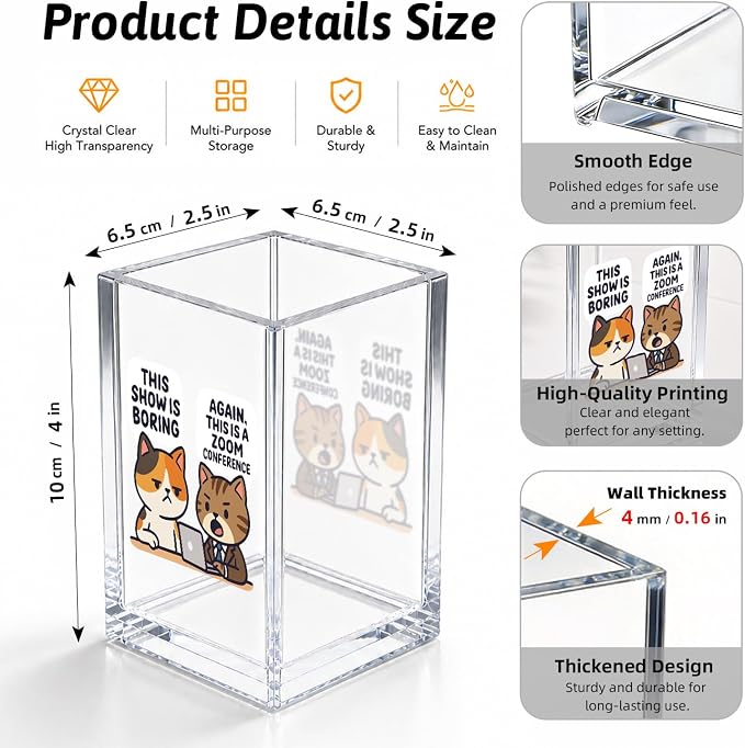 ZHANTUONE This Show Is Boring Funny Acrylic Cosmetic Pencil Pen Holder Desk Organizer Clear Crack Resistant Desk Organizer, Sarcastic Work Gifts for Coworker Nurse HR Teacher Friends Doctor