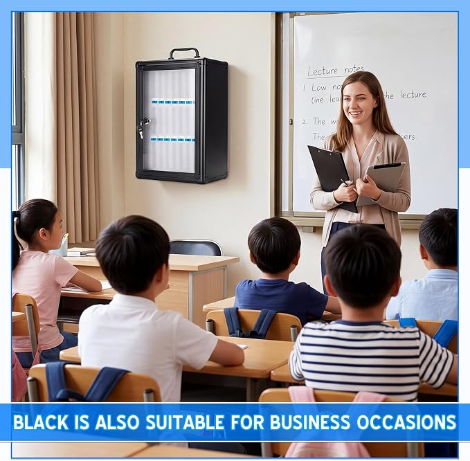 Amylove 24 Slots Cell Phone Locker Cabinet Aluminum Alloy Pocket Chart Storage Locker Box Cabinet Wall-Mounted Cell Phones Storage Box with Handle for Office Classroom Gym (Graphite Gray)