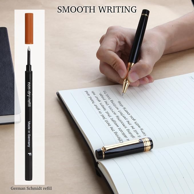 Luxury Rollerball Pen,Nice pen with 24K Gold Trim, Schneider Ink Refill, Professiona,Executive Office, Fancy Pens, Luxury pens with gift case for Men & Women with 1 Refill