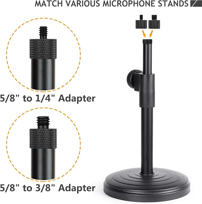Mic Screw Adapter - 5/8 to 1/4 & 5/8 to 3/8 Adapter Set for Microphone Stand to Tripod and Camera