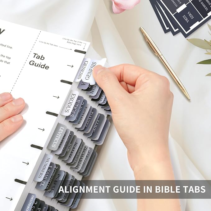 Bible Tabs for Women & Men, Bible Tabs for Study Bible, Large Print Bible Tabs for Easy Navigation, Bible Index Tabs, 66 Tabs Old & New Testament, Extra 9 Blank Tabs - Gray