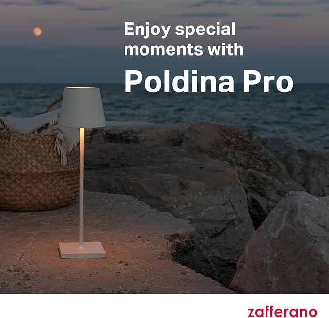 Zafferano, Poldina Pro Lamp, Rechargeable Cordless Table Lamp with Touch Controls, Suitable for Indoor and Outdoor, Dimmer, 2200-3000 K, Height 14.9 Inches, Ruby Red Color