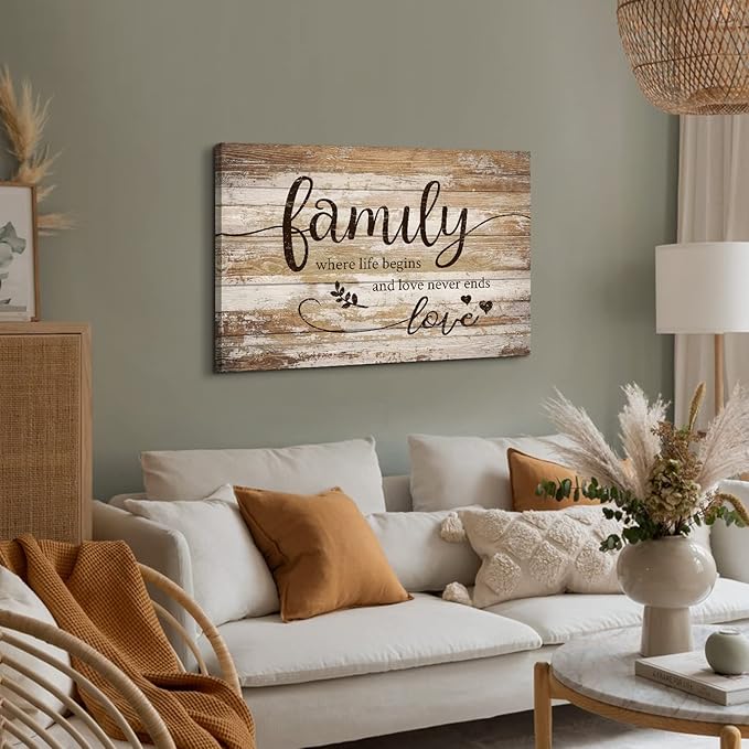 Large Family Canvas Wall Art for Living Room Bless This Home Wall Decor Rustic Kitchen Signs Pictures Vintage Farmhouse Family Painting Prints Christian Artwork Bedroom Office Home Decorations 24x36”