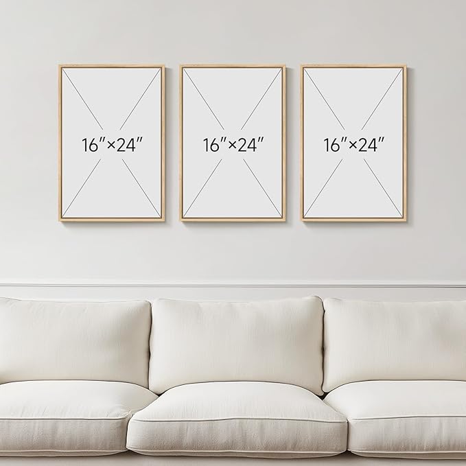 Framed Sage Green Abstract Wall Art, 3 Piece Modern Canvas Prints Paintings Artwork for Walls, Minimalist Green and Gold Abstract Art Pictures for Bedroom Living Room Dining Room Wall Decor 16x24 In
