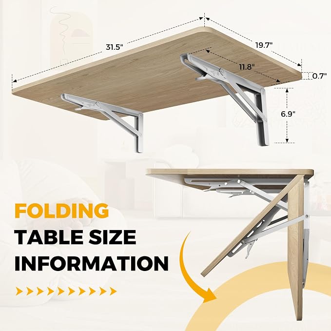 Natural Wood Wall Mounted Folding Table 31.5"x19.7" Fold Down Wooden Wall Desk, Floating Table for Kitchen, Laundry, or Home Office