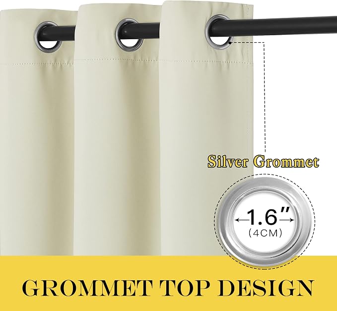 NICETOWN Blackout Living Room Curtain 102 inch Length - Grommet Thermal Insulated Cold & Heat Blocking Window Treatment Sound Reducing Drape for Bedroom (Beige, 1 Piece, W66 x L102)