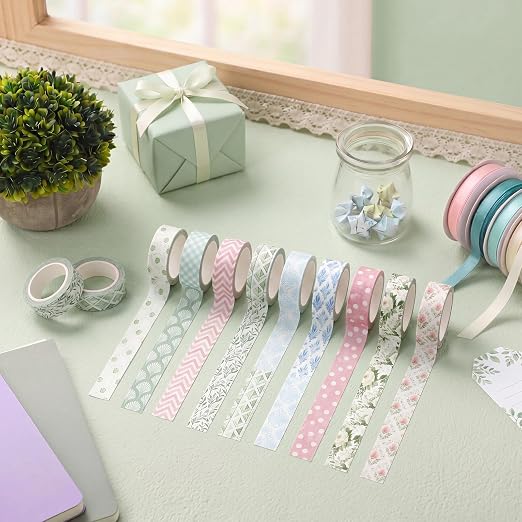 12 Rolls Watercolor Floral Washi Tape Set 15 mm Vintage Flower Decorative Masking Tape for Summer School Arts DIY Craft Scrapbook Journal Supplies Gifts(Watercolor,Garden)