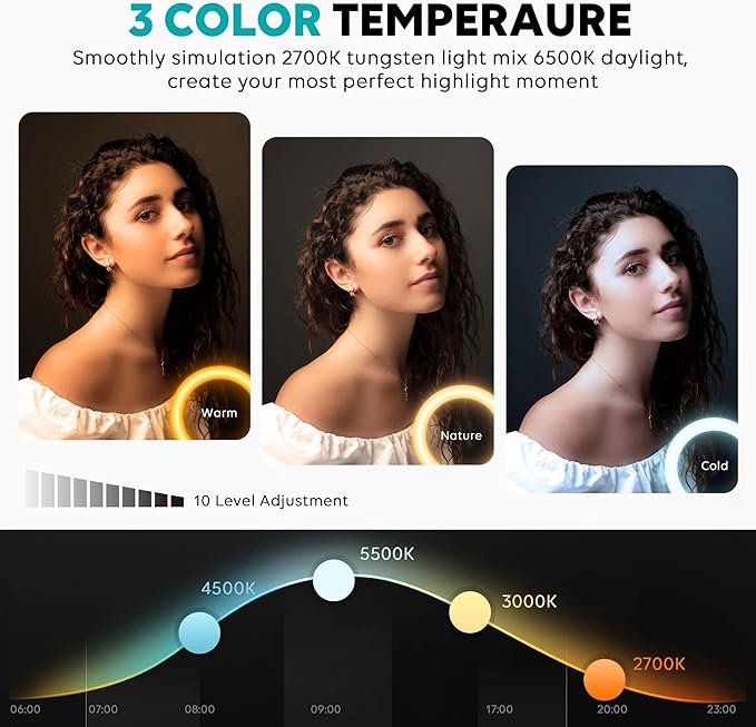 Weilisi 10" Ring Light with Stand 72'' Tall & Phone Holder,38 Color Modes Selfie Light with Tripod Stand,Stepless Dimmable/Speed LED Ring Light for iPhone & Android,YouTube, Makeup,TIK Tok