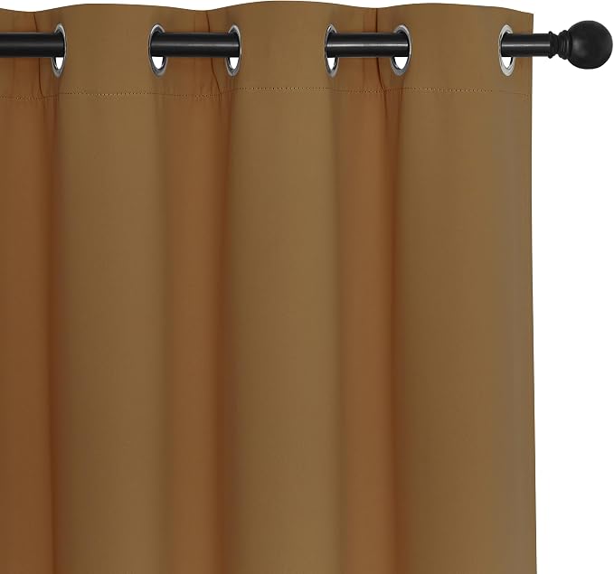 NICETOWN Blackout Curtains 84 Inch Length, Thermal Insulated Curtains for Bedroom Grommet Energy Saving Room Darkening Drapes for Living Room Window, 1 Panel, Gold Brown, 66" W x 102" L