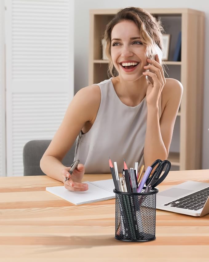 Pen Holder and Desk Organizer, Office Caddy Storage for School Home Office (Black, Small)