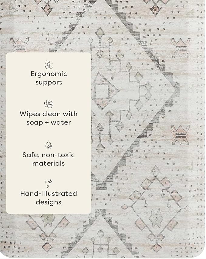 House of Noa Nama Standing Mat – Anti-Fatigue Kitchen Mats for Floor, Cushioned & Non-Slip Kitchen Comfort Mat for Standing, Thick Foam Anti-Fatigue Mat for Kitchen & Workspaces, Ula Calico 30" x 72"