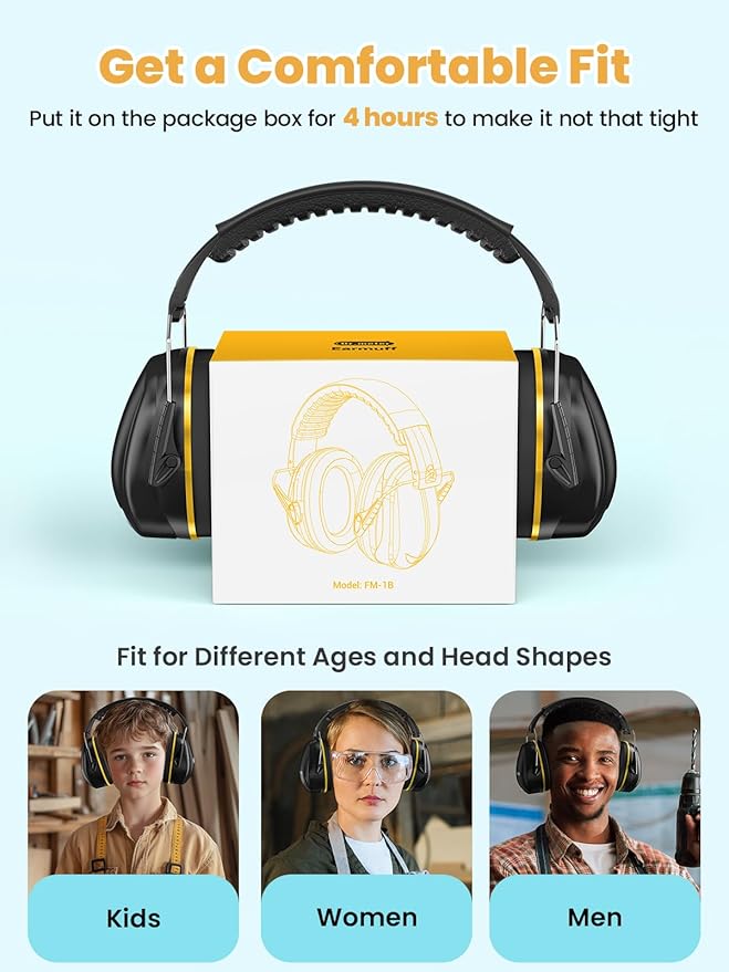 Noise Reduction Ear Muffs, Noise Cancelling Headphones for Adults, Kids Autism Sensory Ear Protection Earmuffs, 31dB Hearing Protection for Shooting Gun Range, Mowing, Fireworks, Concerts