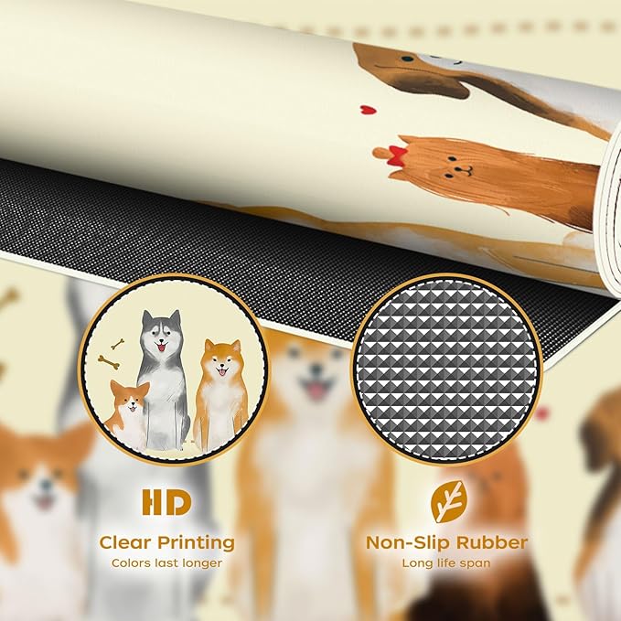 BLESWIN Cut Desk Mat 31.5" x 15.7", Waterproof Leather Desk Mat, Computer Mat for Keyboard or Mouse, Desk Mousepad Non-Slip Writing Pad Leather Blotter, Laptop Desk Pad (31.5" x 15.7", Puppies)