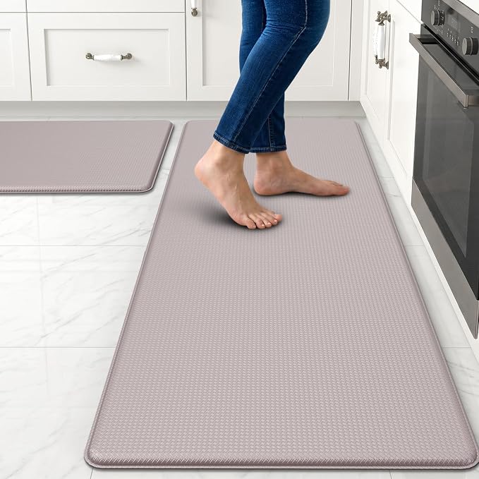 Kitchen Mats for Floor, [2PCS] Anti-Fatigue Kitchen Rugs, Ivory | Cushioned Comfort,Non-Slip Backing,Waterproof Surface,Soft Underfoot,Easy Clean,Kitchen Sink,Laundry Room,Standing Desk
