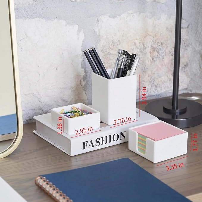 Silicone Pen Holder 3-Piece Set, Black | Food-grade silicone. 3-piece set: pen cup, clip box, note holder. Black or white. Scratch-free, non-slip, easy clean.