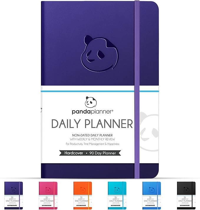 Panda Planner Classic A5 Daily Planner 2026 – Undated Quarterly Planner & Daily Task Planner with Hourly Schedule, To Do List, Goal Planner, Habit Tracker & Gratitude Journal for Focus & Organization – Purple