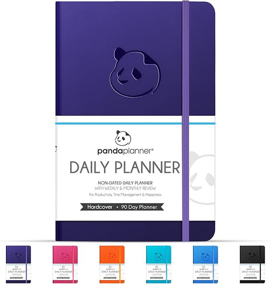 Panda Planner Classic A5 Daily Planner 2026 – Undated Quarterly Planner & Daily Task Planner with Hourly Schedule, To Do List, Goal Planner, Habit Tracker & Gratitude Journal for Focus & Organization – Purple