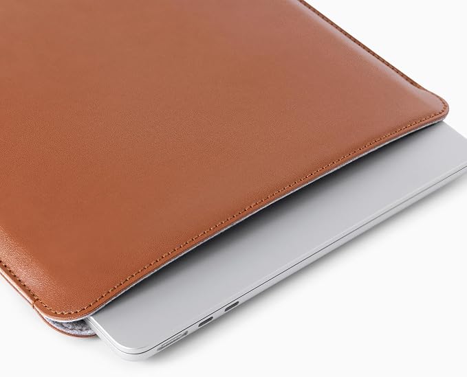 Comfyable Laptop Sleeve 13 Inch Precisely Compatible with MacBook Air M5 2026 & MacBook Pro/Neo A18, Faux Leather Cover Case, Brown