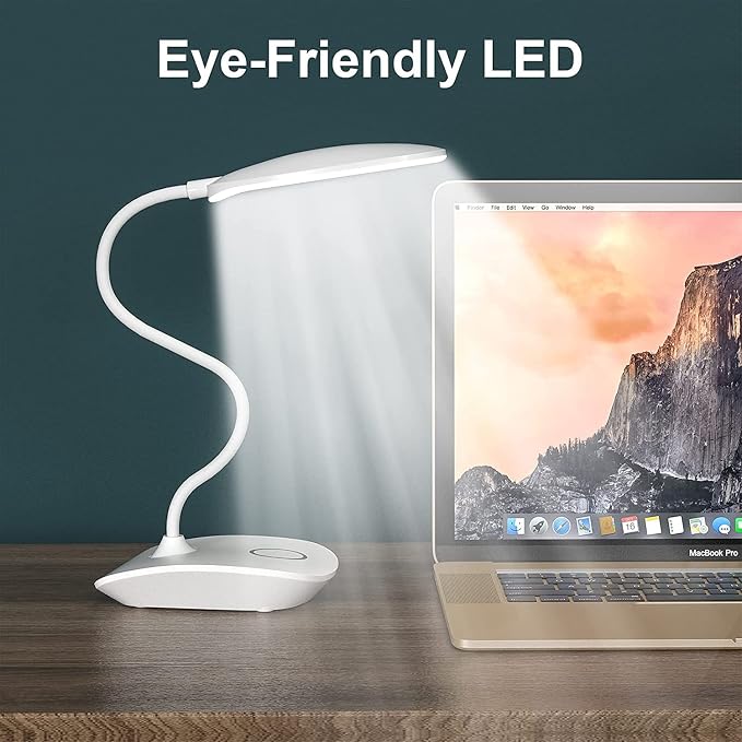 DEEPLITE LED Desk Lamp Battery Operated Lights Cordless Rechargeable Lamp, Flexible Gooseneck Portable Light for Bed Craft Nail Home Office, Eye-Caring Dimmable Small Desk Lamp Wireless Reading Lamp