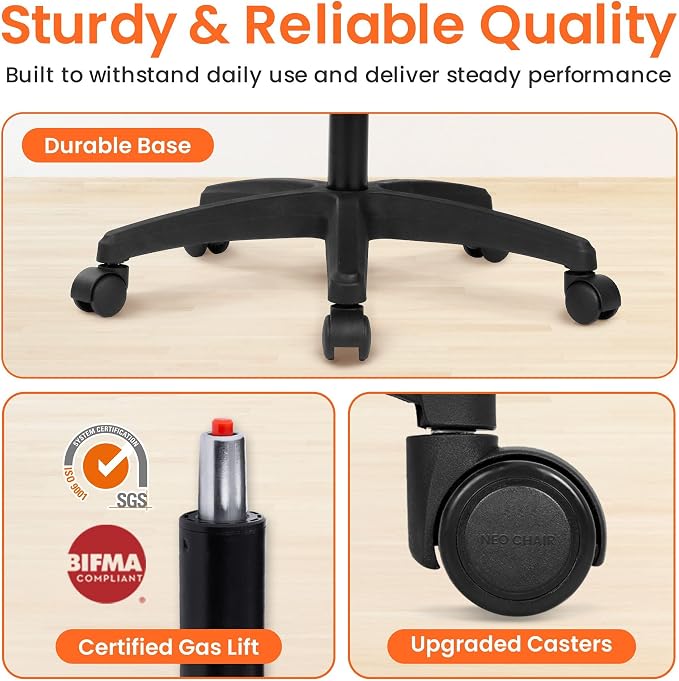 NEO Chair Mesh High Back Chair Home Office Ergonomic Computer Adjustable Height Desk Chair with Lumbar Support Padded Flip-up Armrest Swivel Executive Chair (Mesh Black)