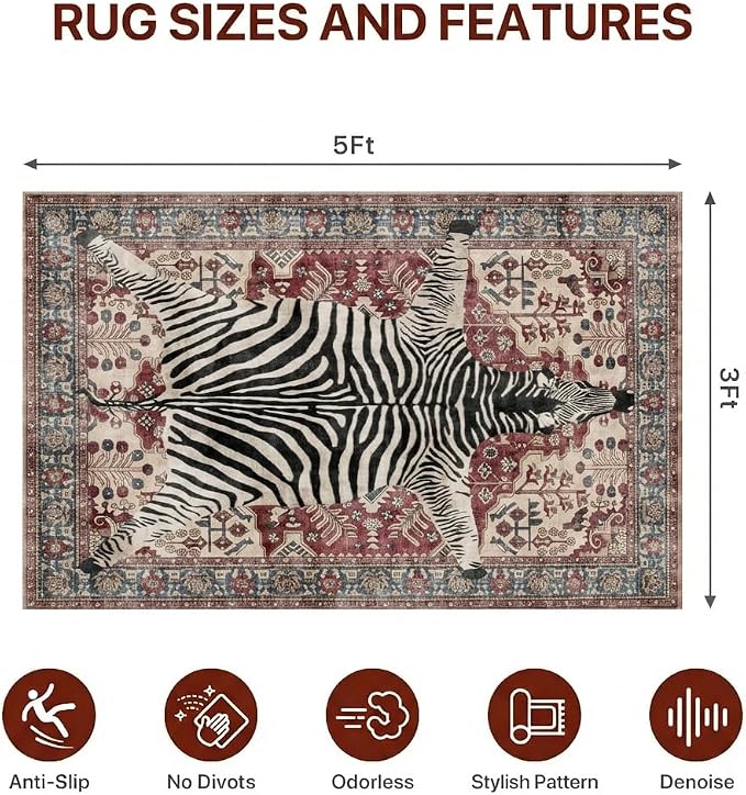 36"x60" Office Chair Mat for Hardwood Tile Floor, Under Desk Carpet Protector for Rolling Computer Chair Mat, Machine Washable Area Rug, Anti-Slip 1/5" Thick Low Pile Thin Vinyl Floor Mat, Red