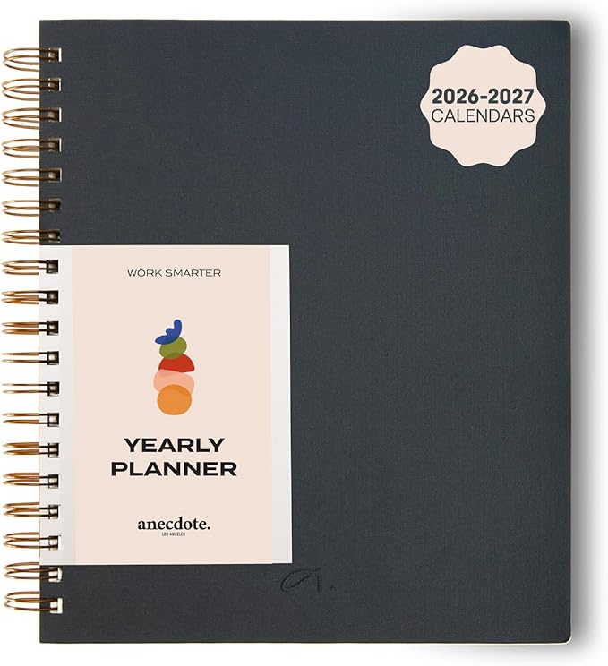 Anecdote Planner 2026 (8.5" x 10") Daily Planner Weekly Monthly Planner - 52 Weeks w/Library Buckram Cover, Brass Spiral - A4 Size Bleed-Resistant Paper – Ink Blue